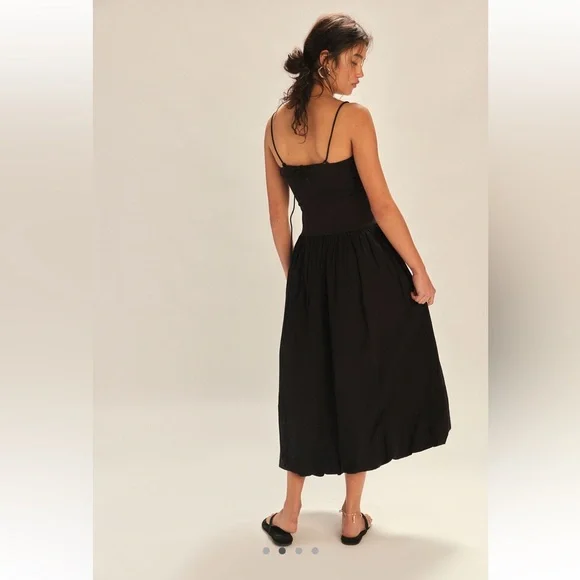 Free People Starheart Crochet Inset Waist Bubble Hem Midi Dress - Picture 2 of 7